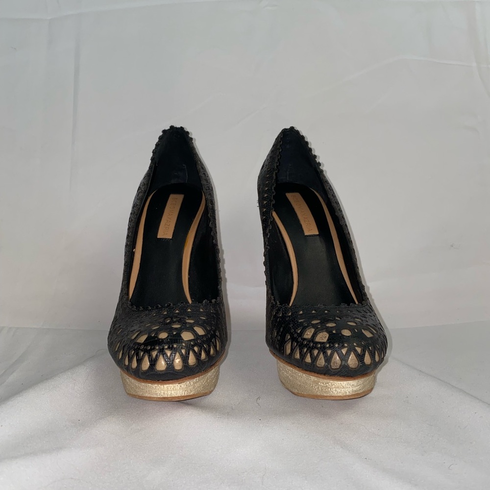 BCBGMAXAZRIA Leather Detail Platform Heels NWOT